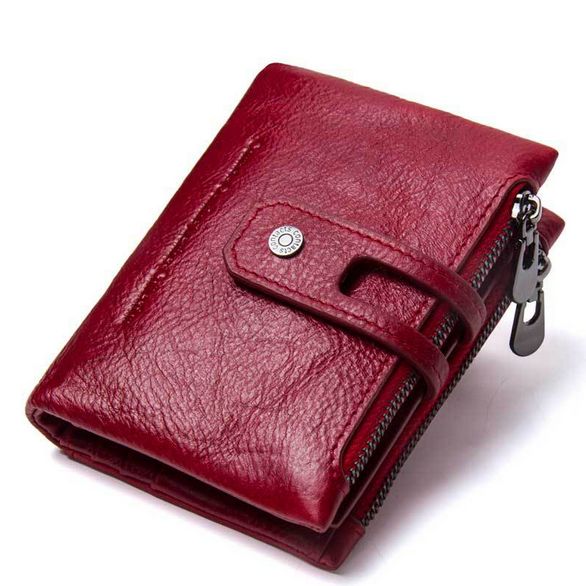 Cartera Con Doble Cremallera Vintage De Cuero Genuino Para Hombre Tarjetero Para Múltiples Tarjetas