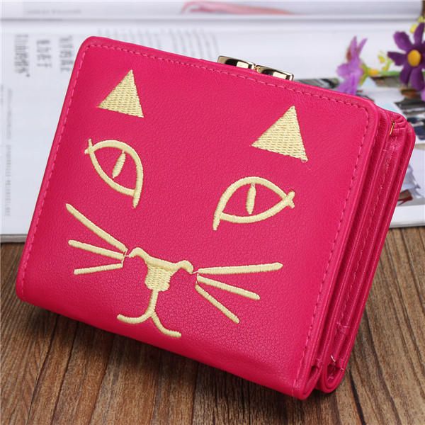 Cartera Corta Con Gato Lindo Para Mujer Monedero Con Cierre De Animal Encantador Para Mujer Tarjetero Bolsos Para Monedas