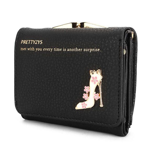 Cartera Corta De Cuero Pu Con Patrón De Tacón Alto Elagant Para Mujer