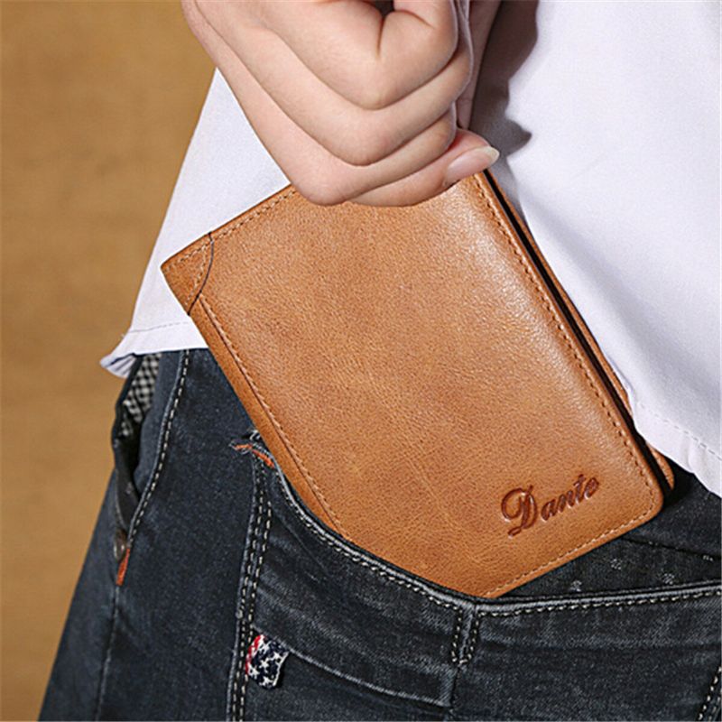 Cartera Corta Vintage De Cuero Genuino Para Hombre Tarjetero Delgado Con 11 Ranuras Para Tarjetas