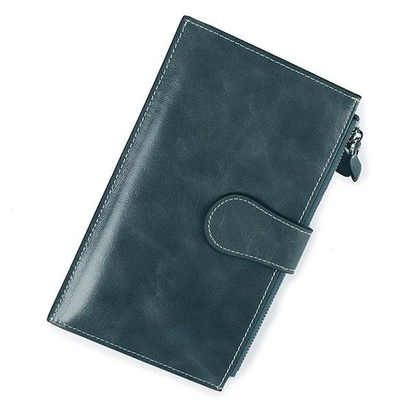 Cartera De Cuero Genuino De Lujo Monedero De Embrague Cartera Larga Con Cremallera Con 20 Ranuras Para Tarjetas