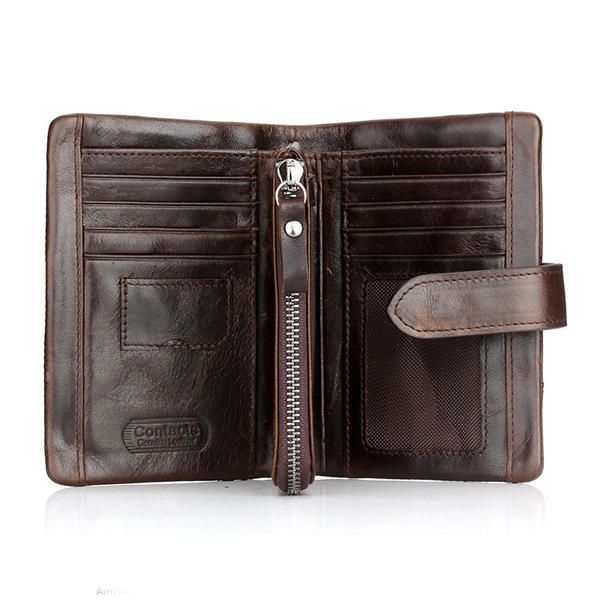 Cartera De Cuero Genuino Vintage Standstone Carteras De Hombre Monedero Masculino Monedero