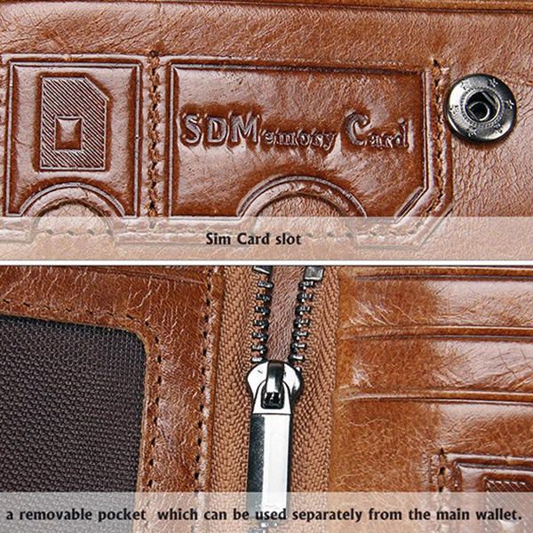 Cartera De Cuero Genuino Vintage Standstone Carteras De Hombre Monedero Masculino Monedero