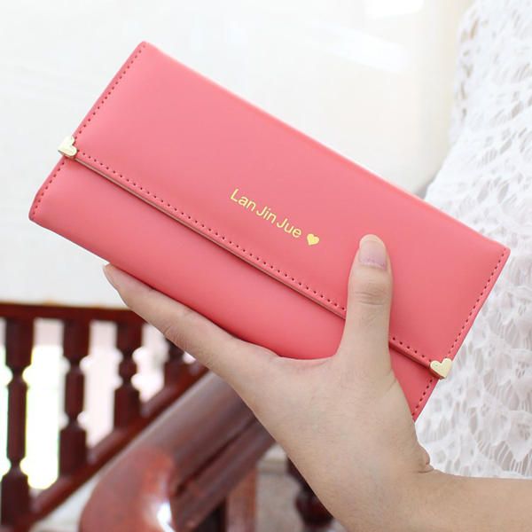 Cartera De Cuero Pu De Gran Capacidad Para Mujer Bolsas Para Teléfono Celular Monedas Bolsa Titular De La Tarjeta De Crédito