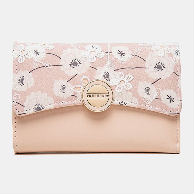 Cartera De Embrague De Monedero Con Ranuras Para Tarjetas Múltiples Con Estampado Floral De Piel Sintética Para Mujer