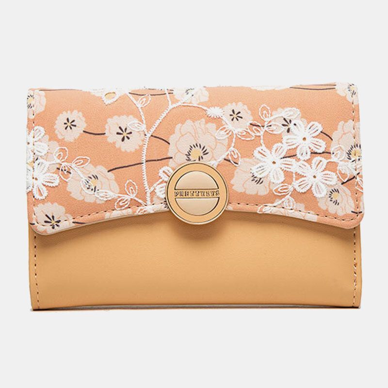 Cartera De Embrague De Monedero Con Ranuras Para Tarjetas Múltiples Con Estampado Floral De Piel Sintética Para Mujer