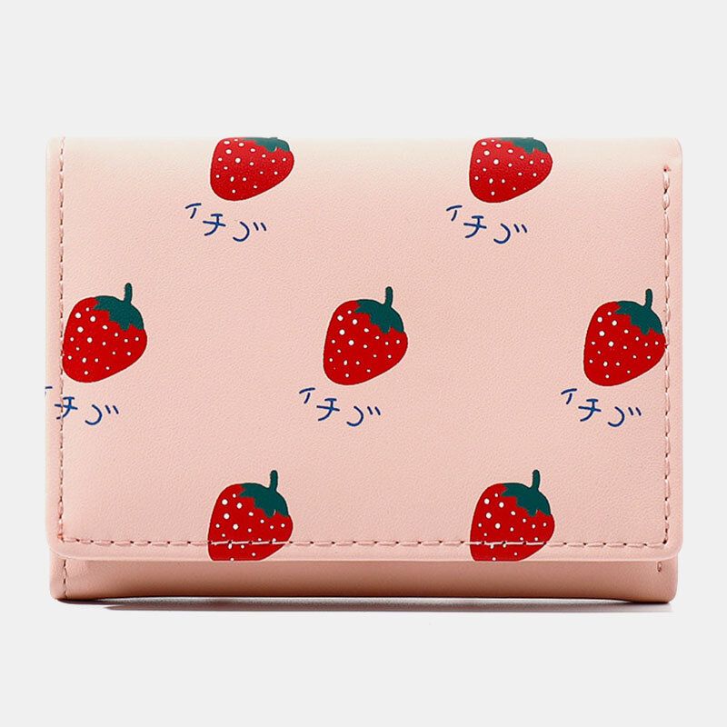 Cartera Estampada De Frutas Con 7 Ranuras Para Tarjetas Para Mujer