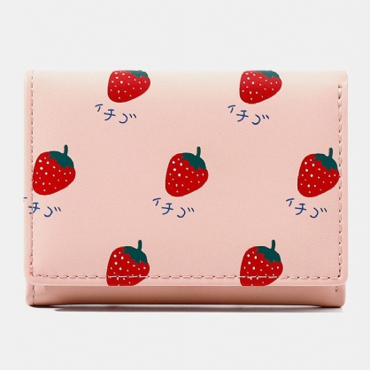 Cartera Estampada De Frutas Con 7 Ranuras Para Tarjetas Para Mujer