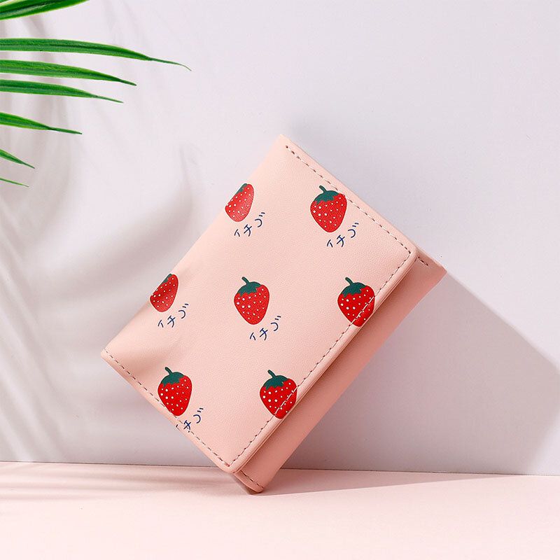 Cartera Estampada De Frutas Con 7 Ranuras Para Tarjetas Para Mujer