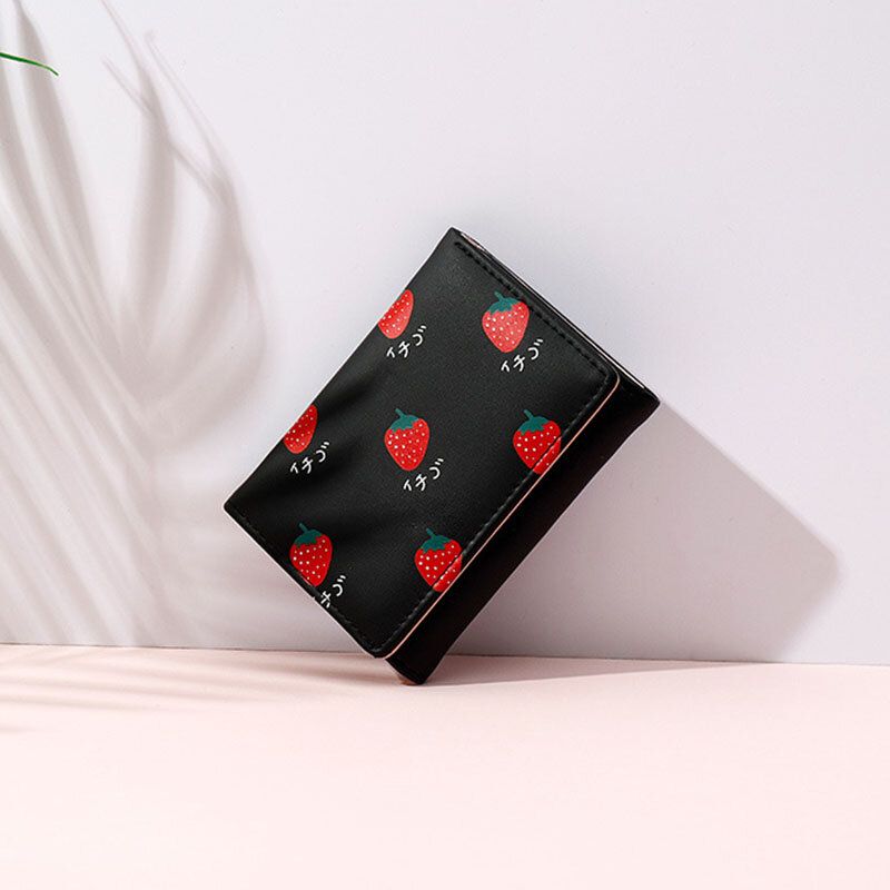 Cartera Estampada De Frutas Con 7 Ranuras Para Tarjetas Para Mujer