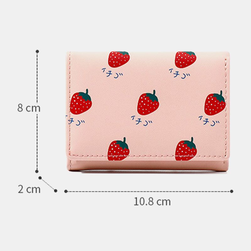 Cartera Estampada De Frutas Con 7 Ranuras Para Tarjetas Para Mujer