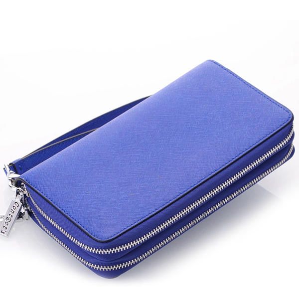 Cartera Funcional De Cuero Genuino De Doble Capa Para Mujer