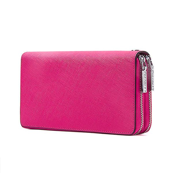 Cartera Funcional De Cuero Genuino De Doble Capa Para Mujer