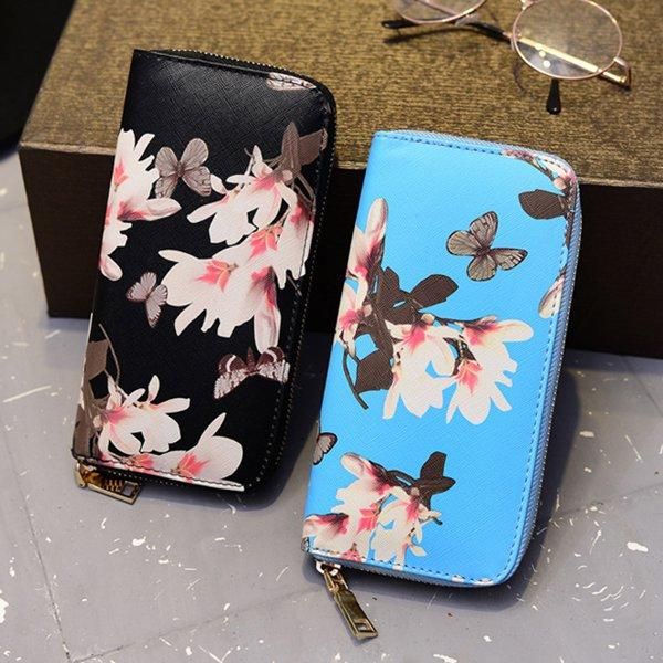 Cartera Larga Con Cremallera De Mariposa Para Mujer Monedero Con Flores Bonitas Para Niñas Tarjetero Bolsos Para Monedas Bolsos De Mano