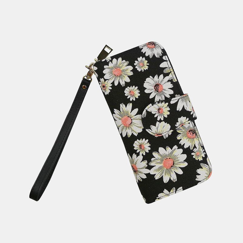 Cartera Larga Con Estampado De Estilo Bohemio En Lona Para Mujer