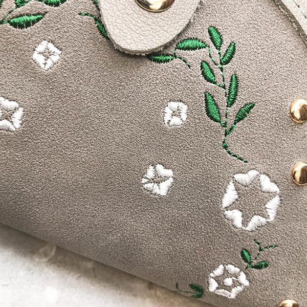 Cartera Larga Con Estampado De Flores De Cuero Pu Polaco Opaco Para Mujer