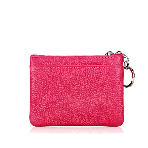 Cartera De Mano Con Cremallera Doble De Cuero Genuino Para Mujer Bolsos De Monedas De Color Caramelo