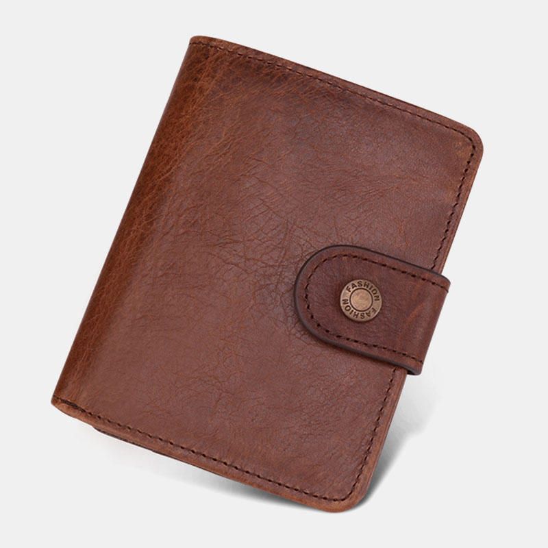 Cartera De Monedas Con Cremallera Antirrobo Con Bloqueo Rfid Retro Vintage De Cuero Genuino Para Hombres