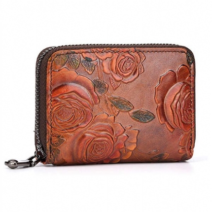 Cartera De Monedero Con Tarjetero Floral Vintage Para Mujer