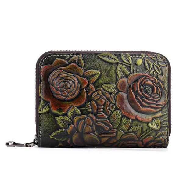 Cartera De Monedero Con Tarjetero Floral Vintage Para Mujer