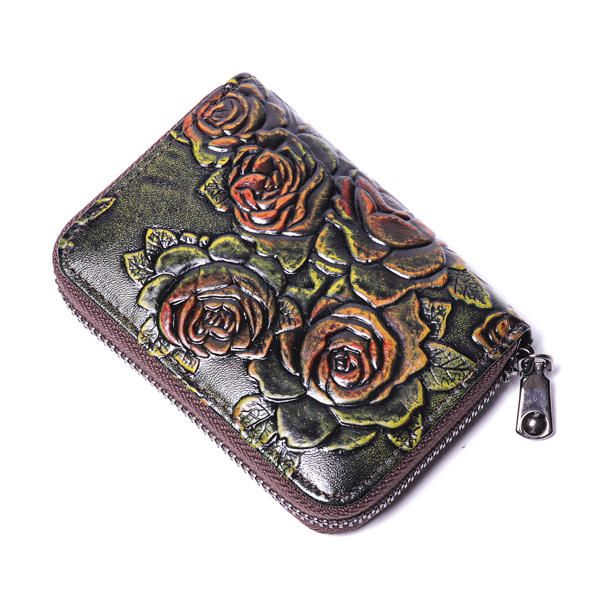 Cartera De Monedero Con Tarjetero Floral Vintage Para Mujer