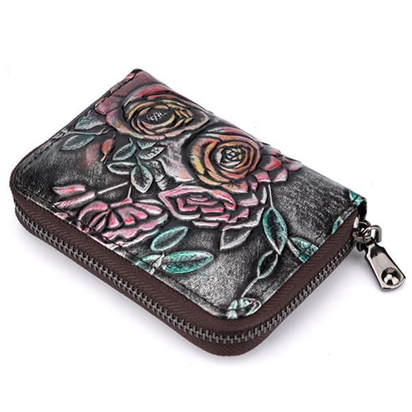 Cartera De Monedero Con Tarjetero Floral Vintage Para Mujer