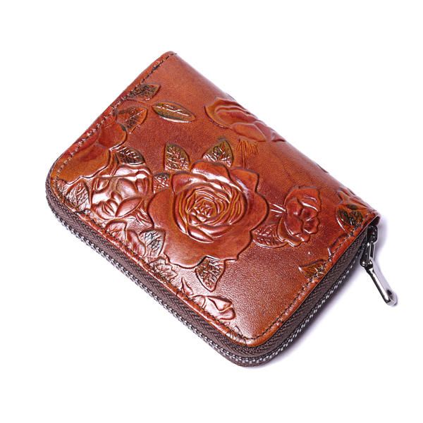 Cartera De Monedero Con Tarjetero Floral Vintage Para Mujer