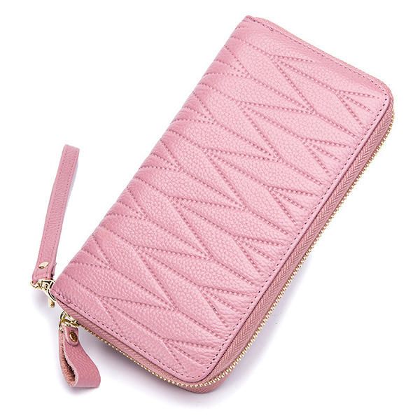 Cartera De Múltiples Ranuras De Cuero Genuino Antimagnético Rfid Para Mujer