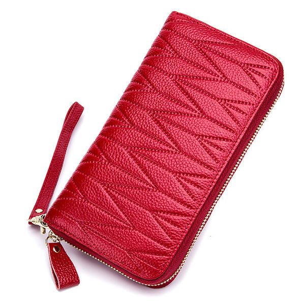 Cartera De Múltiples Ranuras De Cuero Genuino Antimagnético Rfid Para Mujer