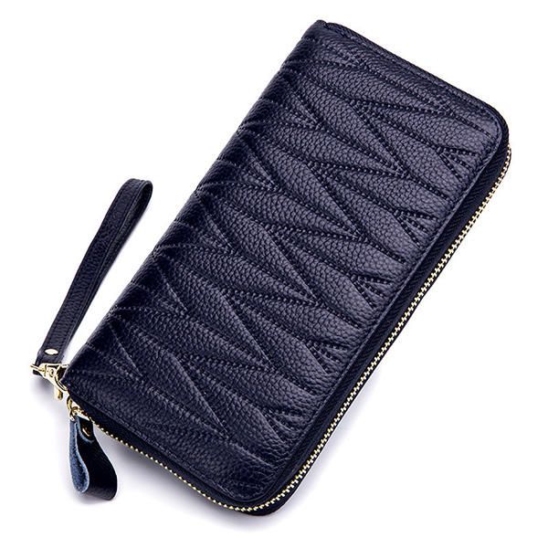 Cartera De Múltiples Ranuras De Cuero Genuino Antimagnético Rfid Para Mujer