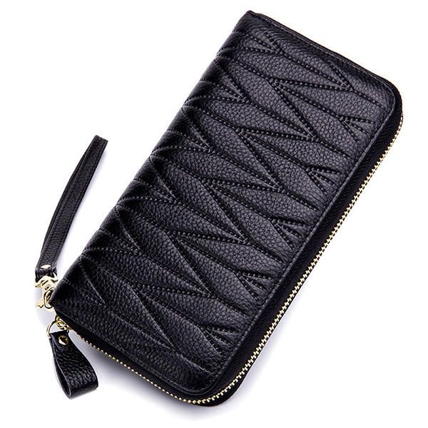 Cartera De Múltiples Ranuras De Cuero Genuino Antimagnético Rfid Para Mujer