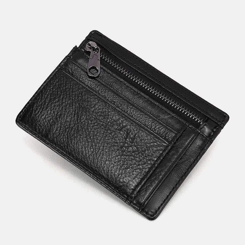 Cartera De Tarjetero De Múltiples Ranuras Antirrobo Rfid De Piel De Vaca De Cuero Genuino Para Hombre