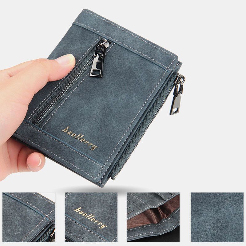 Cartera De Tarjetero De Múltiples Ranuras Casual De Moda De Cuero De Imitación Para Hombre