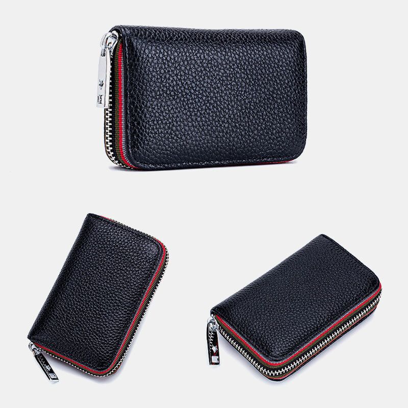 Cartera De Tarjetero Pequeño Con Ranura Para Múltiples Tarjetas De Diseño De Órgano De Cuero Genuino Para Mujer