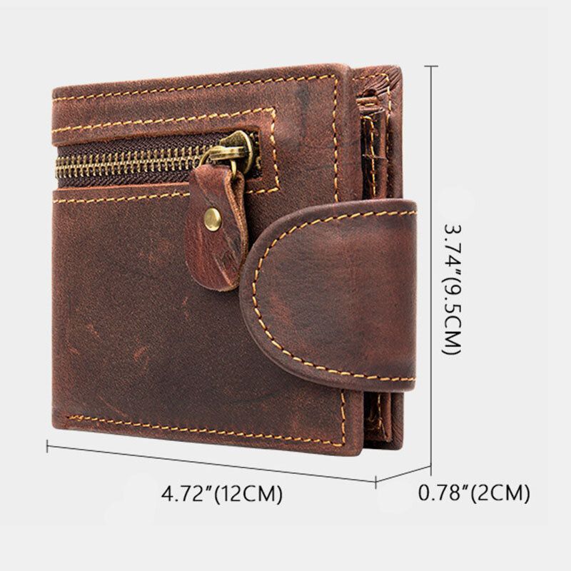 Cartera De Tarjetero Plegable Multifunción De Piel De Vaca De Cuero Genuino Para Hombre