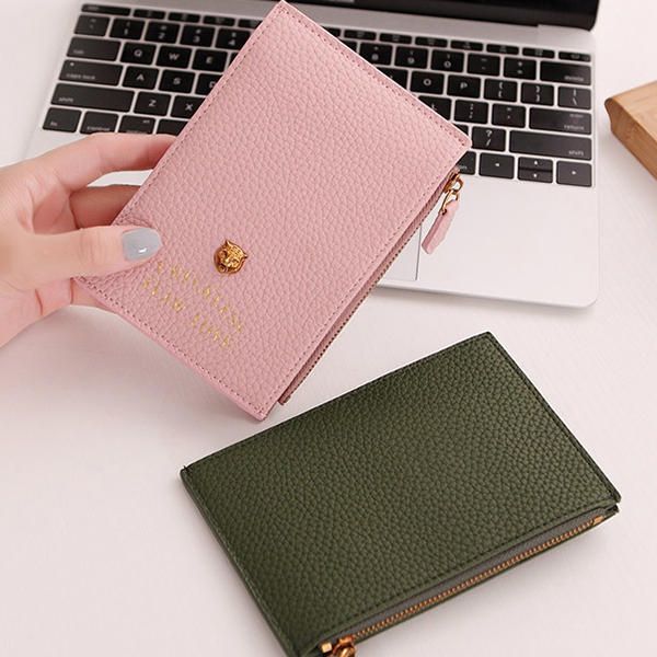 Cartera De Tarjetero Ultrafino Para Mujer Monedero Elegante De Cuero Pu