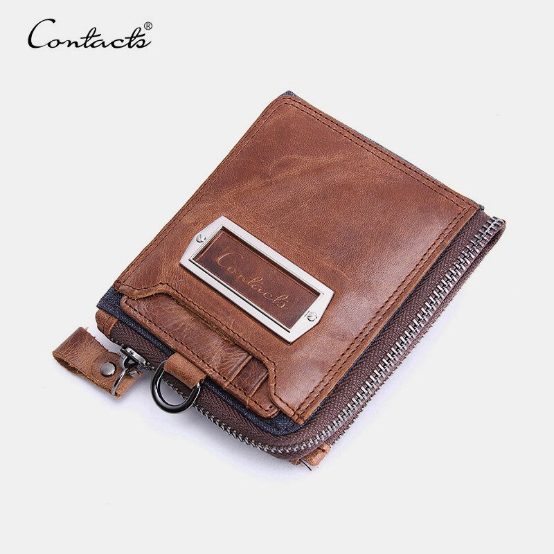 Hombres Cremallera De Cuero Genuino Retro Business Multi Ranura Para Tarjetas Cartera De Cuero Con Tarjetero Con Bolsa De Tarjetero Desmontable