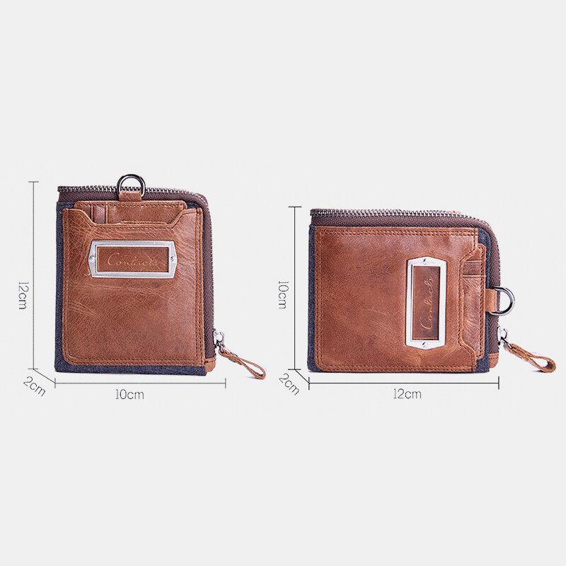 Hombres Cremallera De Cuero Genuino Retro Business Multi Ranura Para Tarjetas Cartera De Cuero Con Tarjetero Con Bolsa De Tarjetero Desmontable