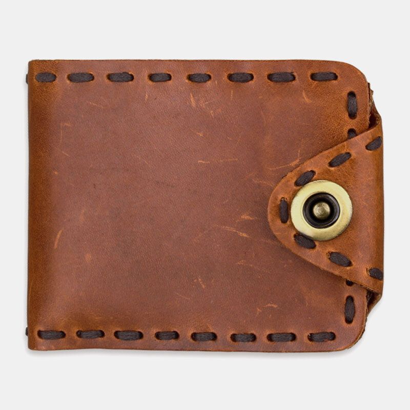 Hombres De Cuero Genuino Bifold Multi-card Slot Retro Titular De La Tarjeta De Piel De Vaca Clip De Dinero Monedero Monedero