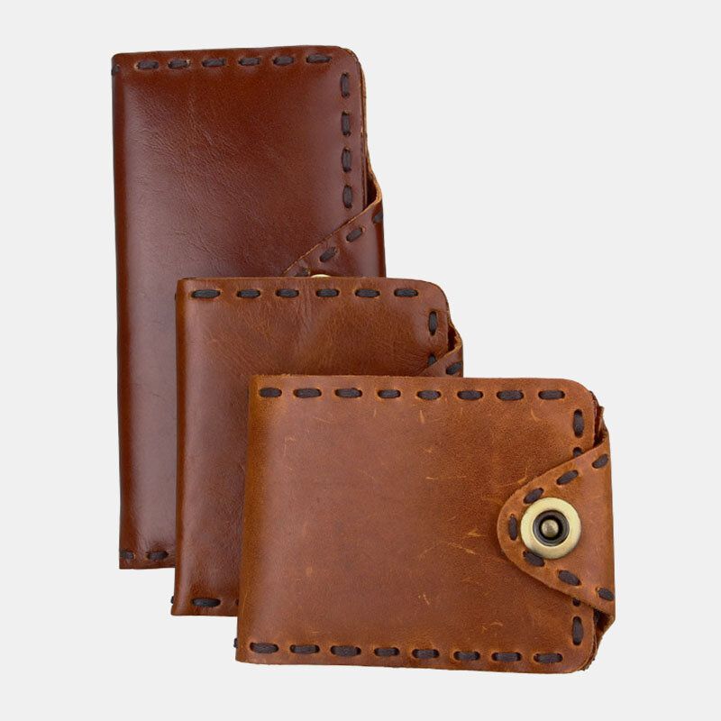 Hombres De Cuero Genuino Bifold Multi-card Slot Retro Titular De La Tarjeta De Piel De Vaca Clip De Dinero Monedero Monedero