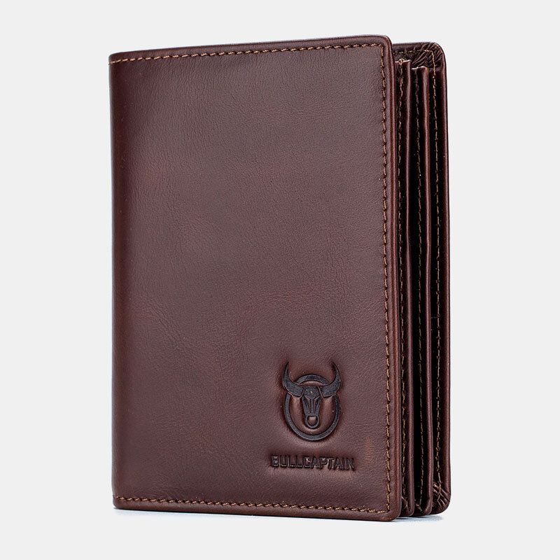 Hombres De Cuero Genuino Bifold Multi-card Slot Titular De La Tarjeta Monedero Monedero Monedero Con Clip