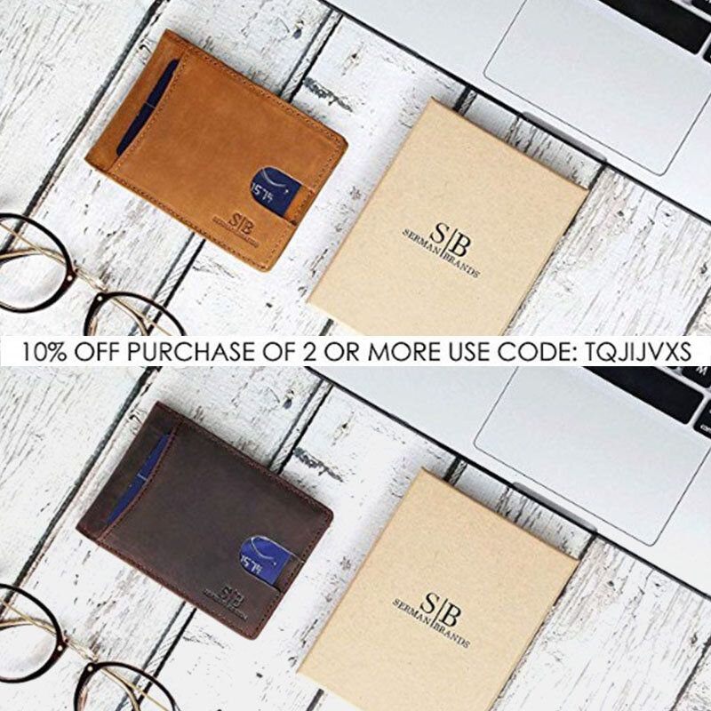 Hombres Cuero Genuino Piel De Vaca Vintage Business Bifoldmoney Clips Tarjetero Rfid Cartera Corta