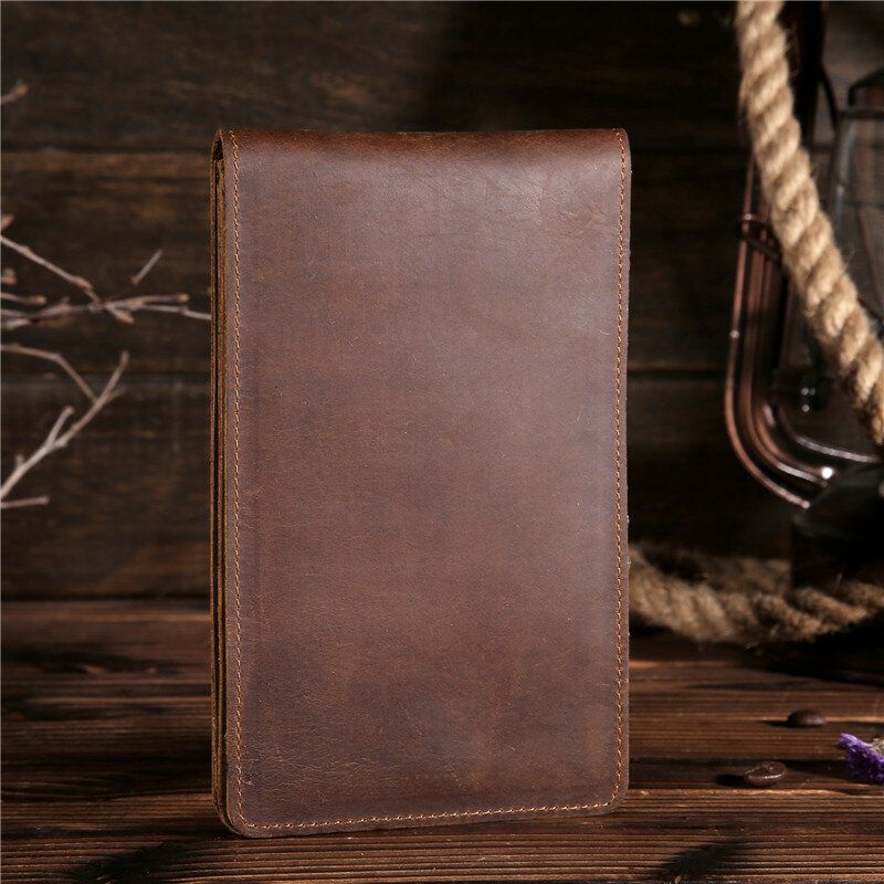 Hombres De Cuero Genuino Retro Business Solid Thin Multi-slot Card Case Tarjetero Cartera