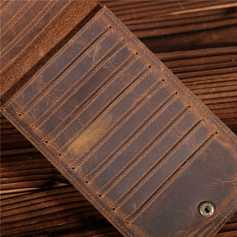 Hombres De Cuero Genuino Retro Business Solid Thin Multi-slot Card Case Tarjetero Cartera