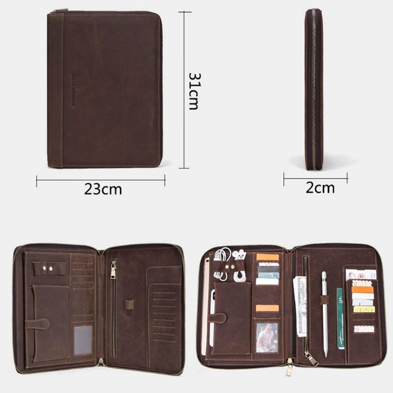 Hombres De Cuero Genuino Vinatge Messenger Bag Clutches Bag Billetera Para Empresas