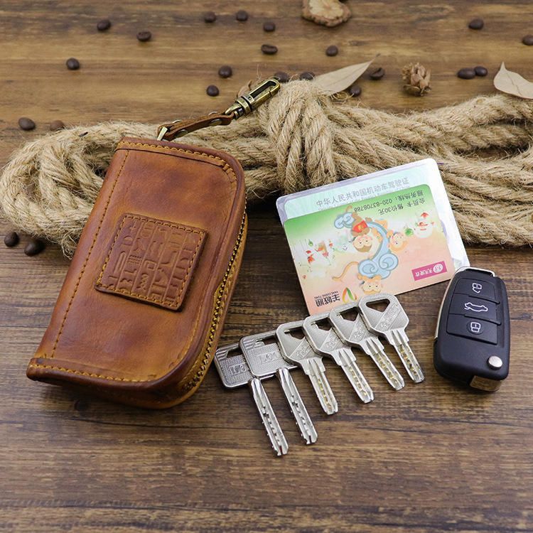 Hombres De Cuero Genuino Vintage Key Bag Monedero Clip De Dinero