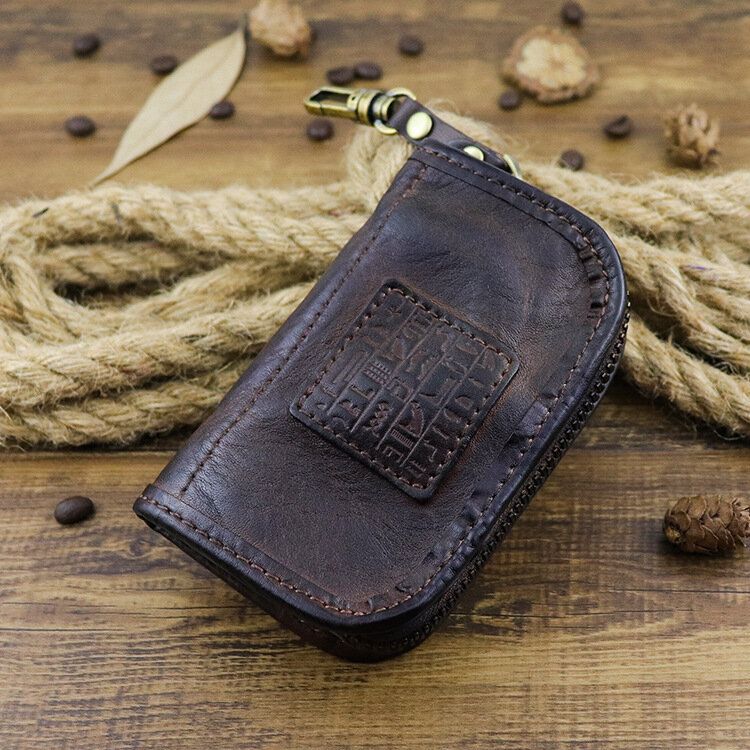 Hombres De Cuero Genuino Vintage Key Bag Monedero Clip De Dinero