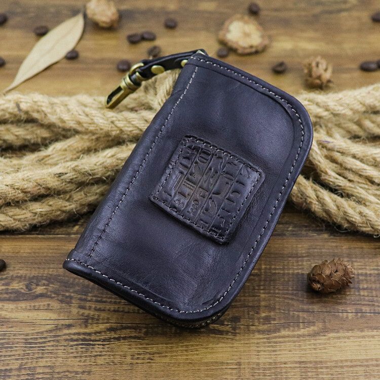 Hombres De Cuero Genuino Vintage Key Bag Monedero Clip De Dinero