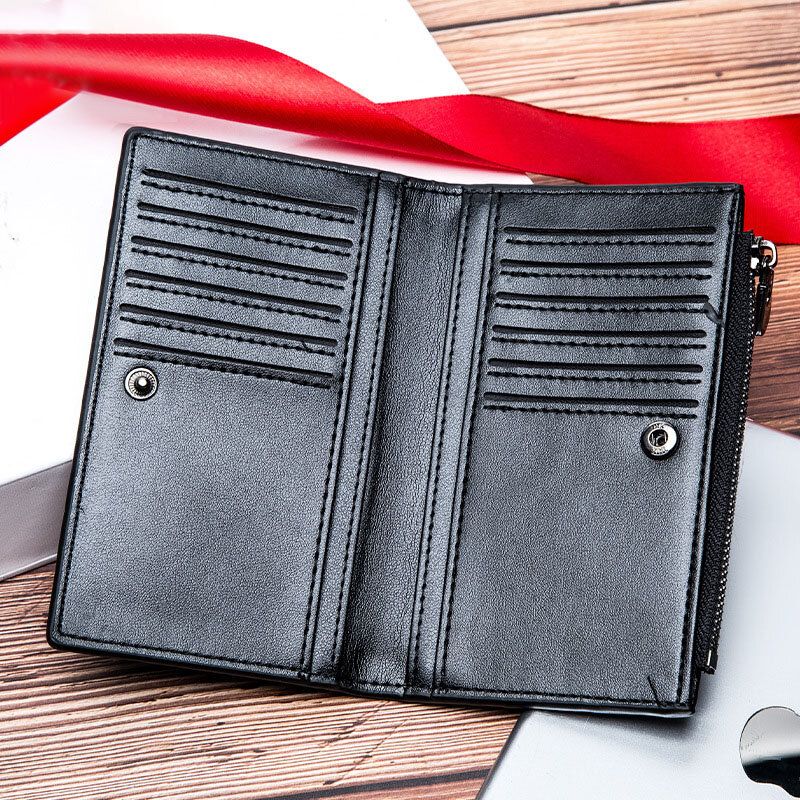 Hombres De Cuero De Imitación Retro Business Multi-slot Hand Carry Card Holder Monedero Cartera De Embrague