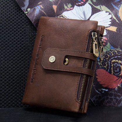 Hombres Mujeres Vintage Cartera De Cuero Genuino Tarjetero Monedero Bolsa